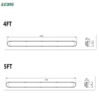 Гаражный склад 5FT IP66 LED Tri Proof Fixture Паровый плотнотуменный свет 55W AC 110V ±10%