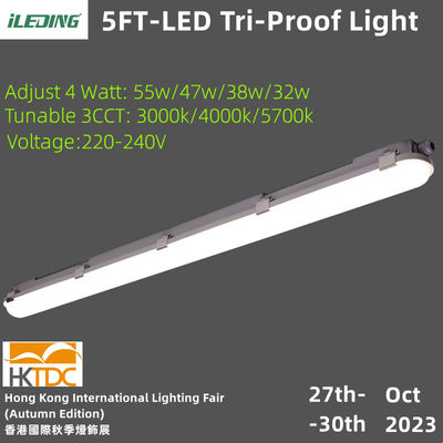 Холодный хранилище Промышленный IP66 IK10 5FT 55W Tri-Proof Low Bay LED паронепроницаемые светильники